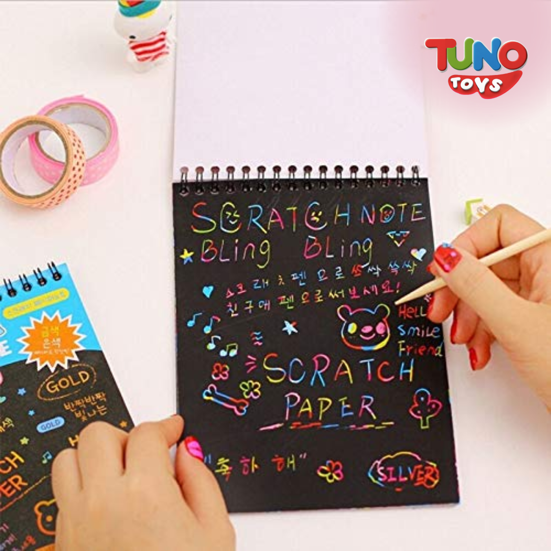 Rainbow Scratch Paper Notepad Medium Size - Tuno Toys