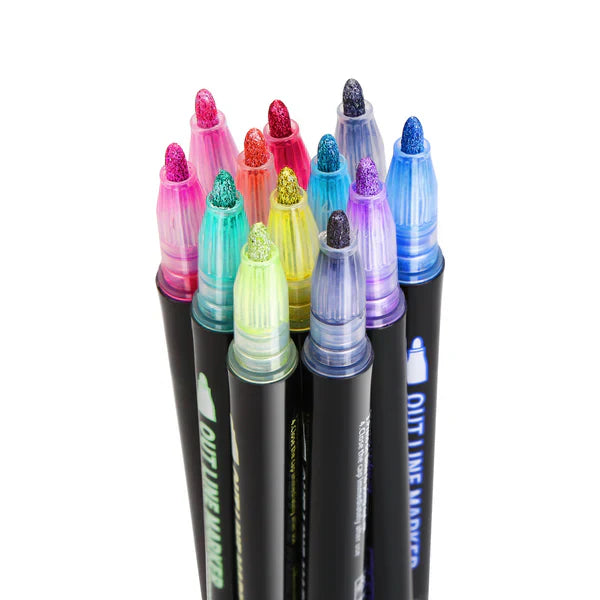 Outline Metallic Marker Pens, Perfect for Birthday Greeting, Drawing, Scrapbooks, Posters, Rock Paintings, DIY Art Crafts - Tuno Toys