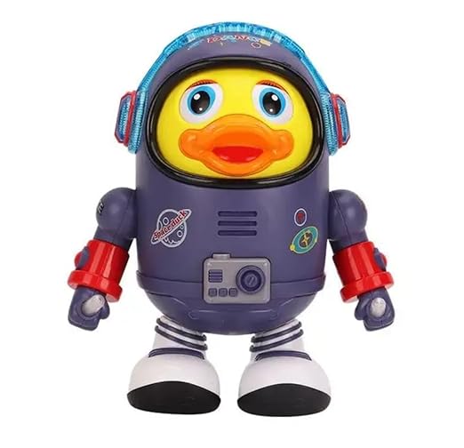 Dancing Space Duck Toy Battery Operated Toy Figure with Lights and Sounds, Dancing Robot with Space Elements Designed for Infants,Babies,Kids (Pack of 1) - Tuno Toys