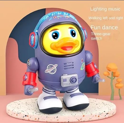 Dancing Space Duck Toy Battery Operated Toy Figure with Lights and Sounds, Dancing Robot with Space Elements Designed for Infants,Babies,Kids (Pack of 1) - Tuno Toys