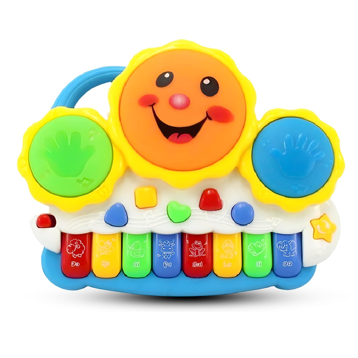 Drum Keyboard Musical Toys with Flashing Lights, Animal Sounds and Songs, Multi Color - Tuno Toys