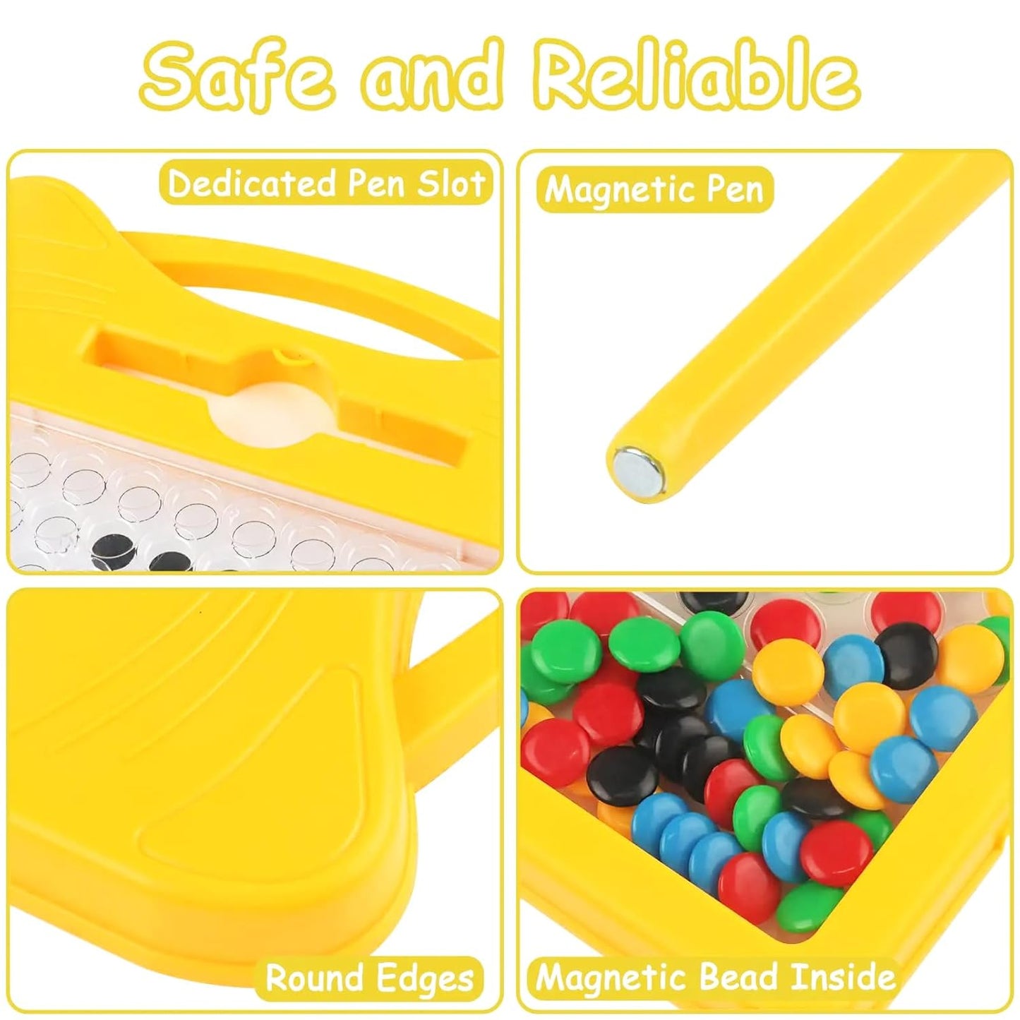 Magnetic Dot Art Drawing Board For Toddlers | Indoor Mini Doodle Board With Magnetic Pen & Beads - Tuno Toys