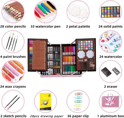 Deluxe Art Drawing Colour Suitcase Kit Set for Kids - Tuno Toys