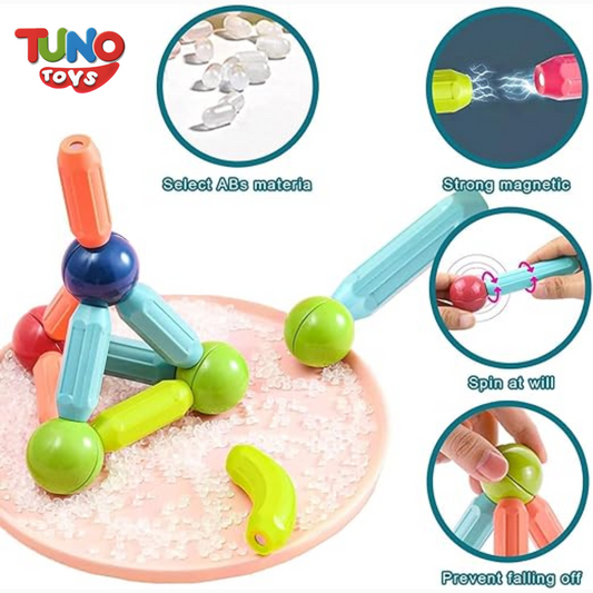 Magnetic Sticks Building Blocks Toy for Kids, Magnetic Balls and Rods Set Kids Montessori Toys Stacking Toys for Kids Age 3+ Years (25 Pcs) - Tuno Toys