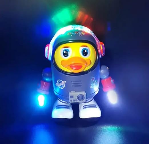 Dancing Space Duck Toy Battery Operated Toy Figure with Lights and Sounds, Dancing Robot with Space Elements Designed for Infants,Babies,Kids (Pack of 1) - Tuno Toys