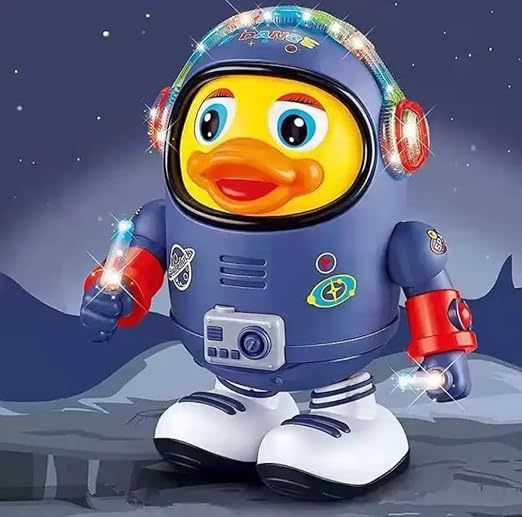 Dancing Space Duck Toy Battery Operated Toy Figure with Lights and Sounds, Dancing Robot with Space Elements Designed for Infants,Babies,Kids (Pack of 1) - Tuno Toys
