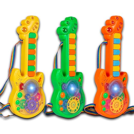 Battery Operated Musical Toy Guitar with 8 Keys & 3D Gear & Flash Light Effects for Kids/Baby/Girls/Boys/Gifts/Toddlers - Tuno Toys