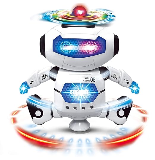 Dancing Naughty Robot with 3D Flashing Lights & Music for Kids, Battery Operated, Multi Color (360 Degree Dancing Smart Robot) - Tuno Toys