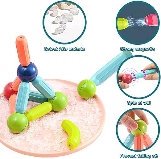 Magnetic Sticks Building Blocks Toy for Kids, Magnetic Balls and Rods Set Kids Montessori Toys Stacking Toys for Kids Age 3+ Years (25 Pcs) - Tuno Toys