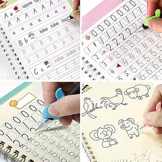 Fun Learning Combo Set for Kids | Sank Magic book Set (set of 4) + LCD Colour Writing Tablet 8.5Inch & 14000+ Printable Worksheets PDF Free** - Tuno Toys