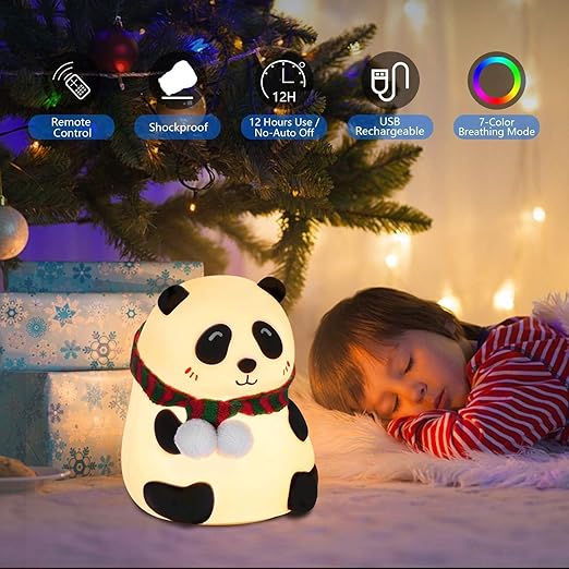 Cute Silicone Panda Night Lamp – Soft USB Rechargeable & LED Light for Kids & Home Decor - Tuno Toys