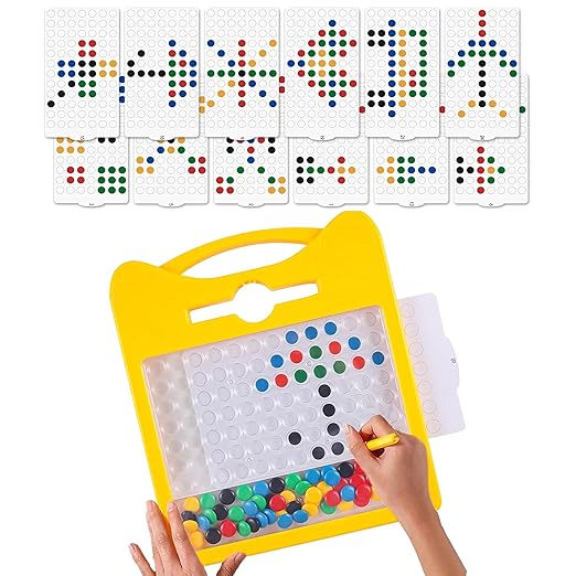 Magnetic Dot Art Drawing Board For Toddlers | Indoor Mini Doodle Board With Magnetic Pen &amp; Beads - Tuno Toys