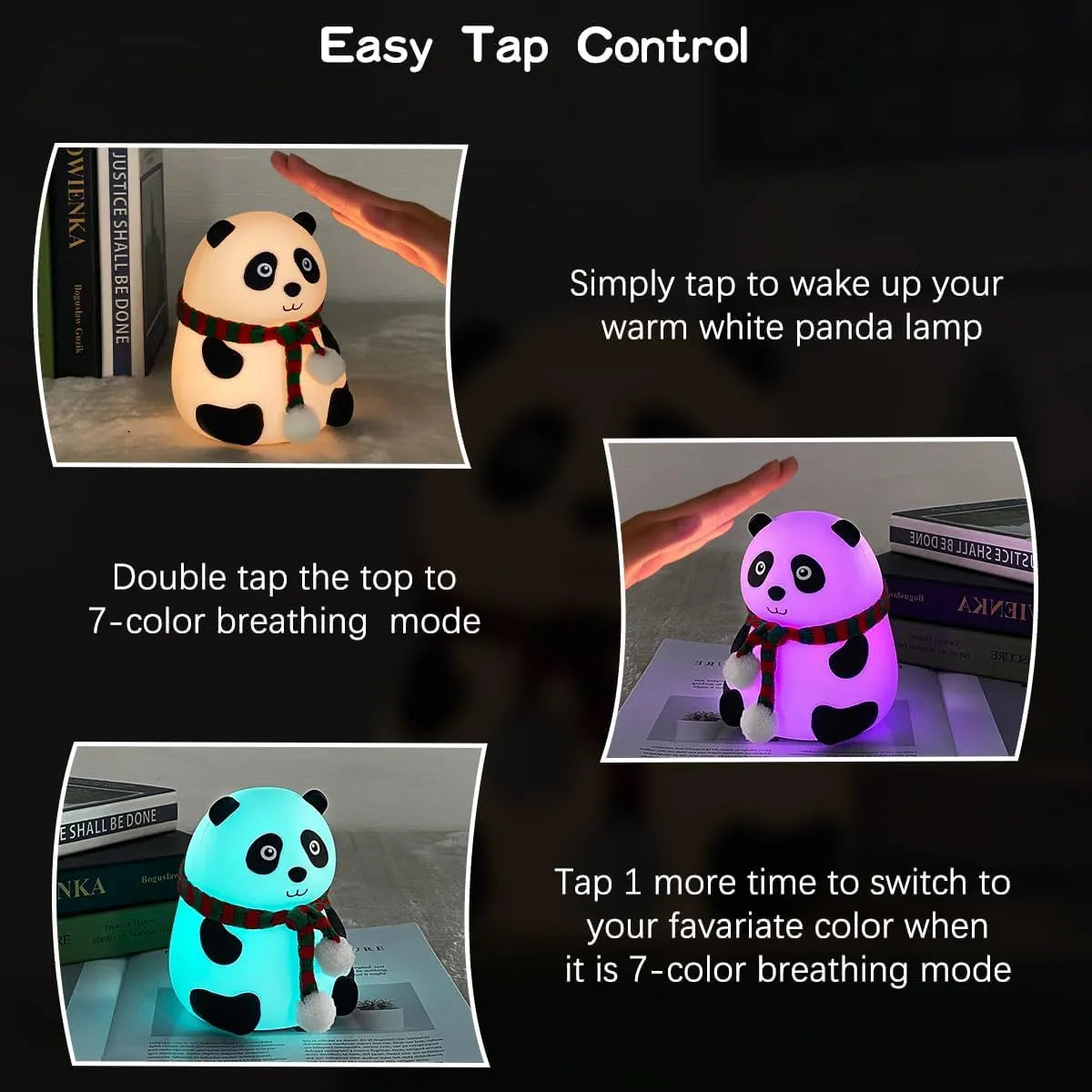 Cute Silicone Panda Night Lamp – Soft USB Rechargeable & LED Light for Kids & Home Decor - Tuno Toys